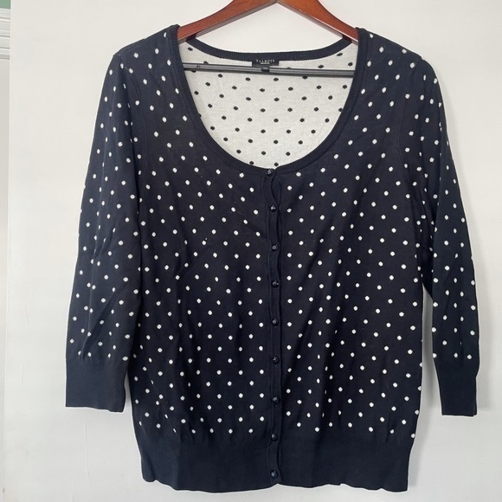 Talbots polka dot black and white cardigan size medium/runs large